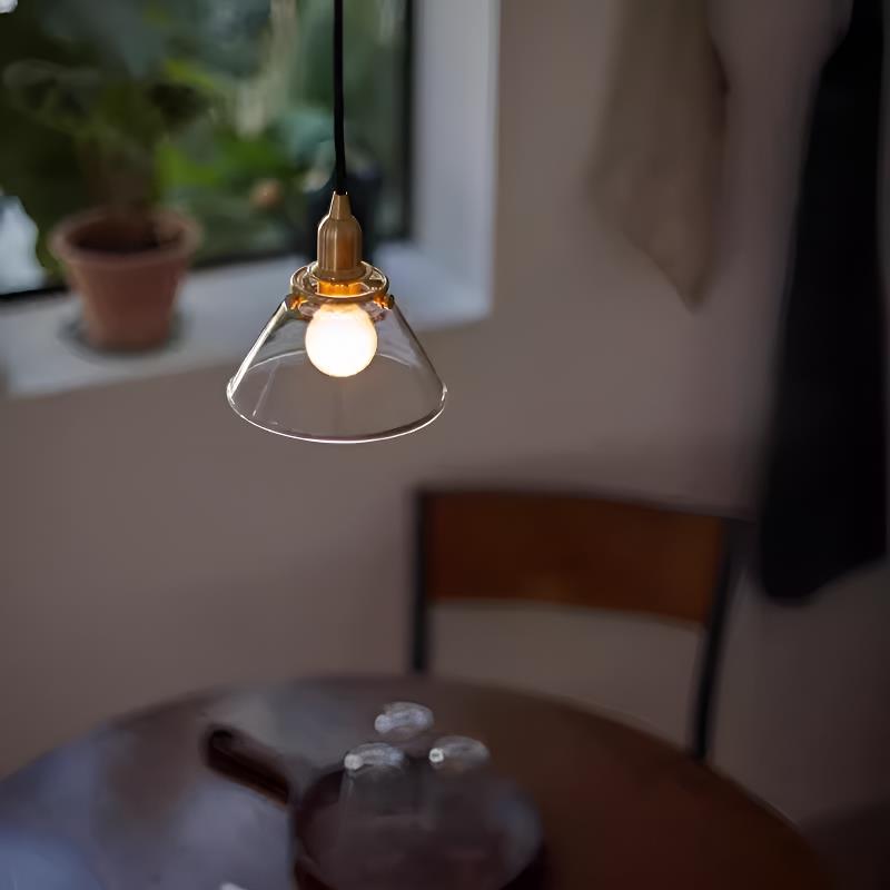 复古黄铜玻璃吊灯日式北欧吧台餐厅走廊咖啡厅卧室床头轨道小吊