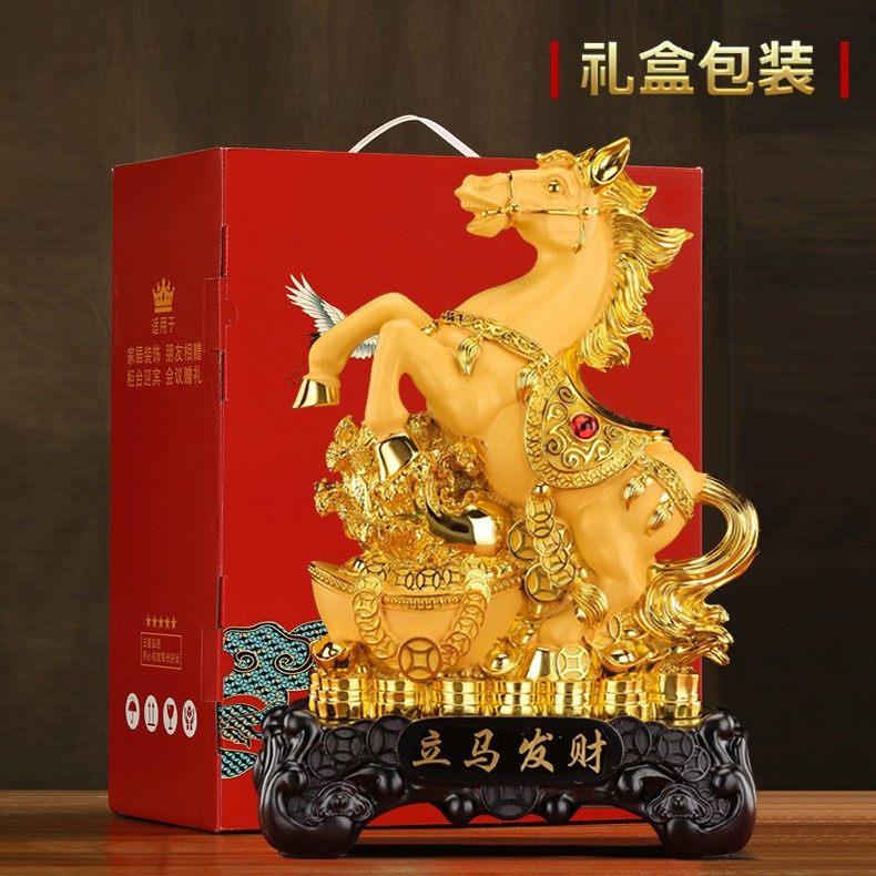 a13马年吉祥生肖马绒沙金工艺品汽车摆件 马到成功五福金马立马成