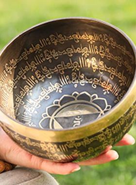 手工尼泊尔音疗颂钵 助眠冥想铜钵静心瑜伽发声疗愈桌面摆件