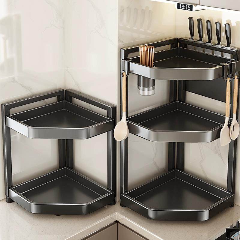 厨房置物架调料台面转角多功能三角调料品架子墙角落调味罐收纳层,收纳整理,整理架/置物架/收纳架,淘宝优惠券,粉丝福利购,淘宝优惠卷