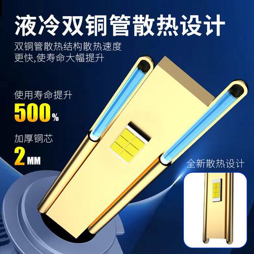跨境新款130超亮远光前聚光汽车大灯V85车灯大双铜管H7W汽车灯