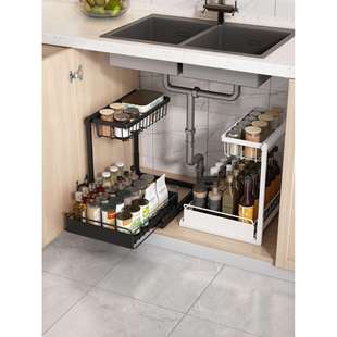 水槽置物架推拉分抽屉台房下层储物调台面料橱柜内卫 厨下无品牌