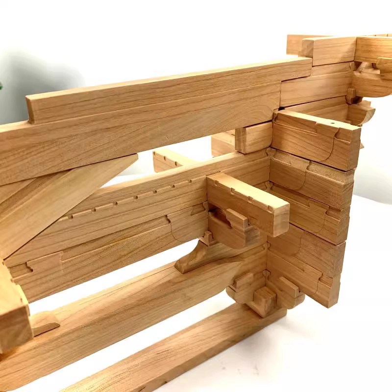 古建筑佛光寺东大殿山侧柱头斗拱榫卯结构积木中式益智拼装摆件