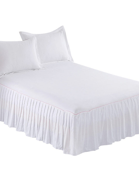 白色床罩床裙式单件防滑荷叶边全棉床单1.8x2x2.2m床套保护套