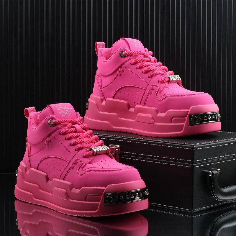 2025春季新款高级感高帮鞋男款板鞋百搭厚底增高马丁靴男鞋子潮流