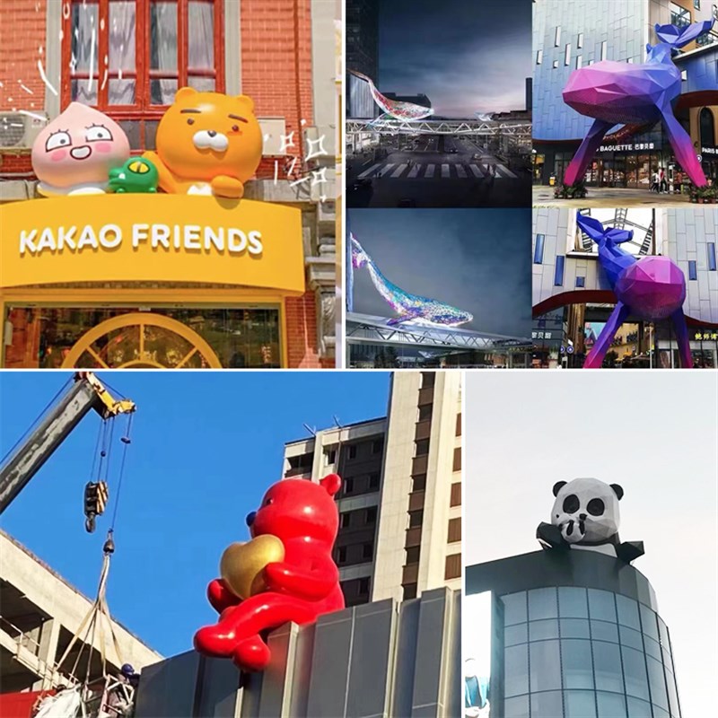 卡通玻璃纤维鹿云朵雕塑定制大小型公仔设计IP模型商场地产公园摆