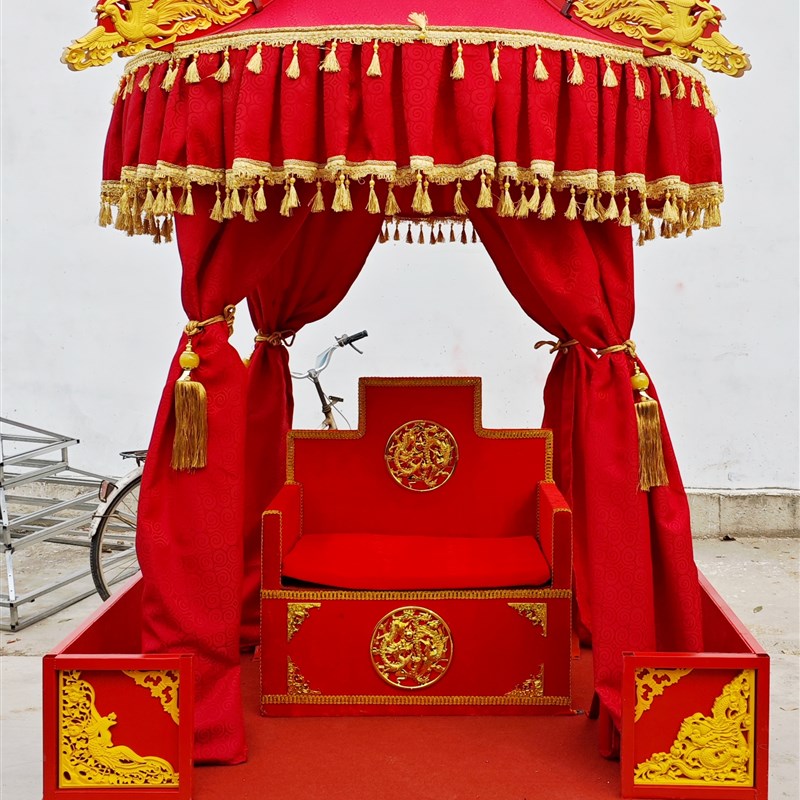 明制花轿圆顶凤撵八抬大轿中式婚礼婚庆道具结婚喜轿龙撵网红汉婚
