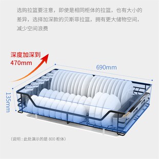 304不锈钢厨房橱柜拉篮栏双层缓冲调味拉蓝抽屉式碗碟盘架阻尼轨