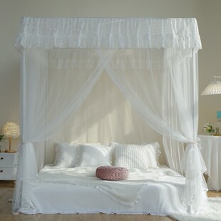 2024新款蚊帐家用卧室三开门1.8m简约白色公主风1米5床落地蚊帐