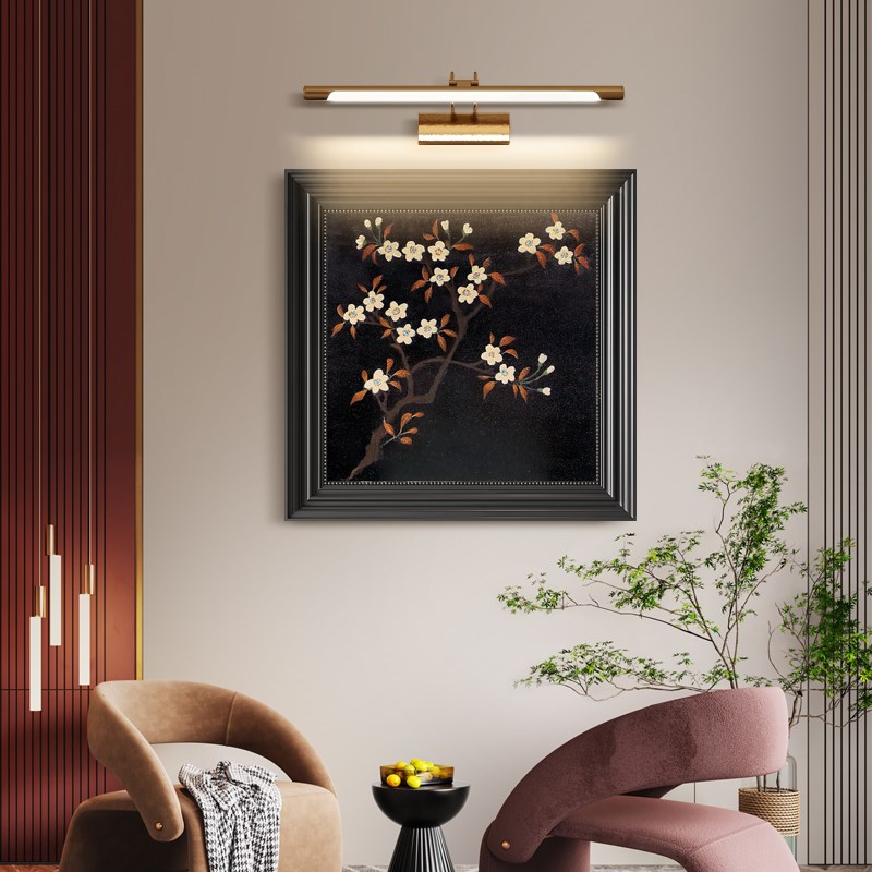中古侘寂挂画墙面氛围灯装饰画酒店客厅茶室餐厅会所挂件吊杆灯画