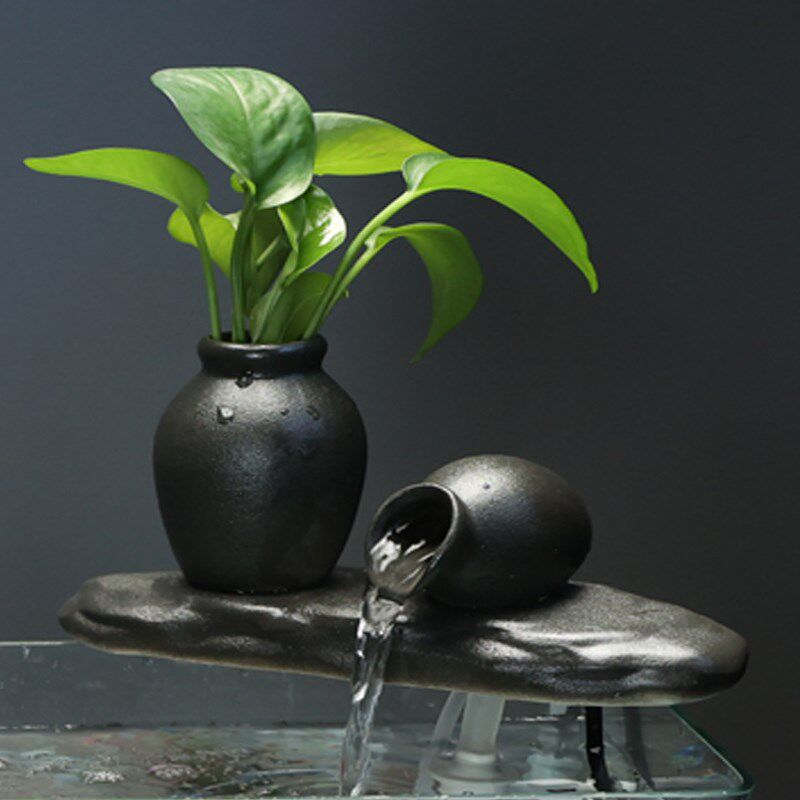 陶瓷玻璃鱼缸流水招财摆件开业礼品桌面办公室客厅室内装饰品 - d[s497632807]出品