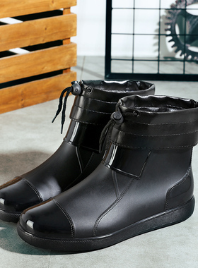 大码水鞋男短筒大号特大时t尚雨靴防水46-47男士雨鞋冬季保暖水靴
