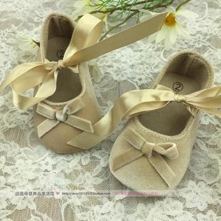 春秋新品 红色系带6女宝12个月公主鞋 0婴儿鞋 子1岁U宝宝软底学步鞋