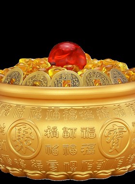 聚宝盆摆件招财聚财纯铜家用存钱罐黄铜米缸家居客厅店铺开业礼品