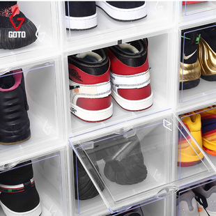 GOTO篮球鞋收纳透明鞋盒防氧化鞋架柜亚克力收藏网红展示磁吸鞋墙