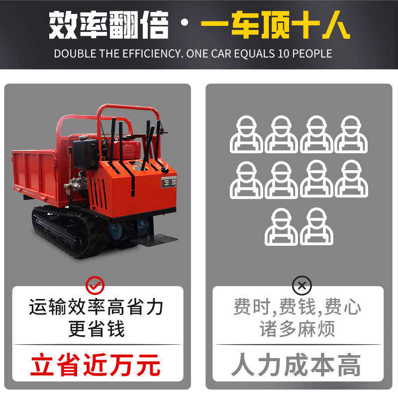 全地形爬山虎履带运输车果园农用山地自卸四不像小型爬山王拖拉机