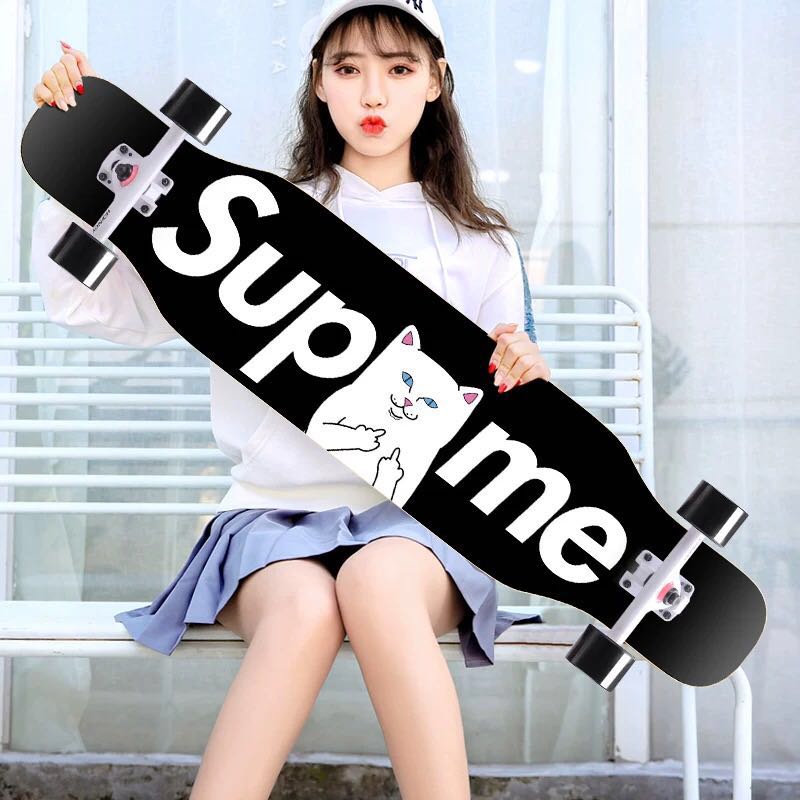 长板滑板男女f生初学者双面图案成年双翘公路刷街120cm大舞板