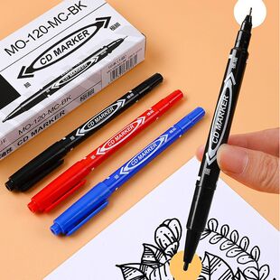 小双头记号笔油性黑红蓝美术勾线笔不掉色儿童绘画物流瓷砖马克笔