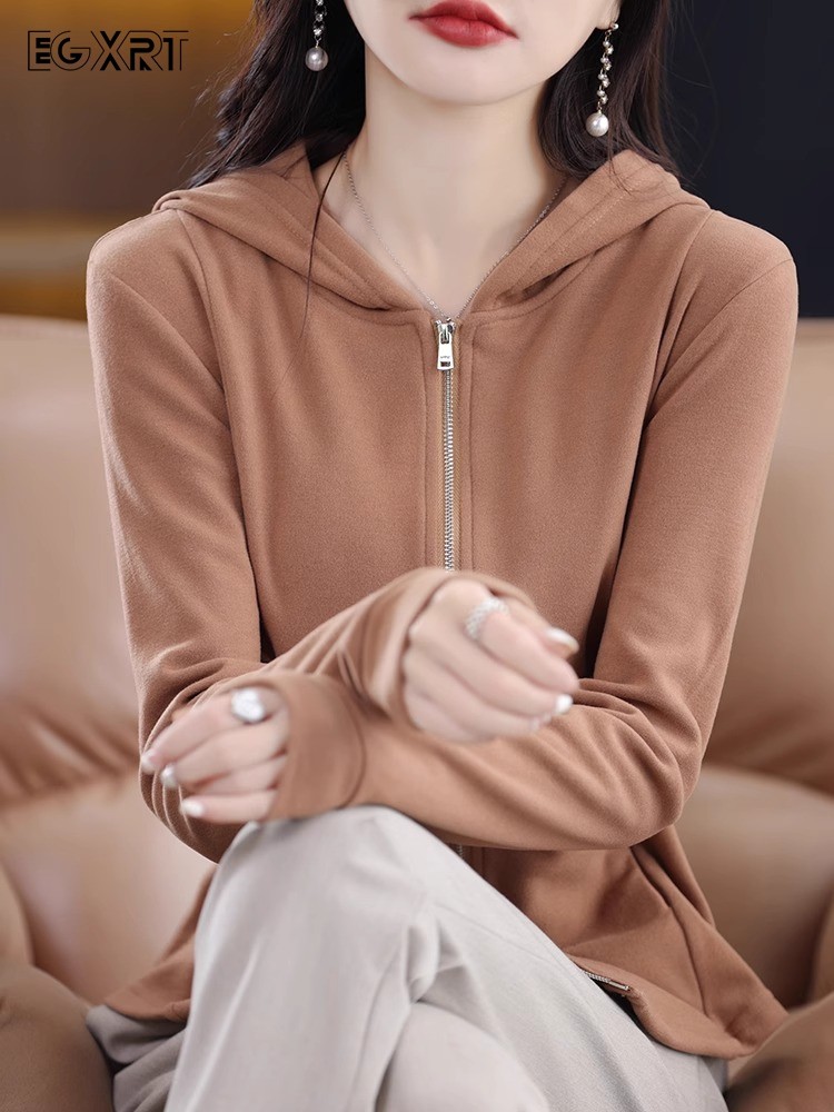 开衫卫衣女2025年春秋季新款时尚洋气减龄连帽衫拉炼外套长袖上衣