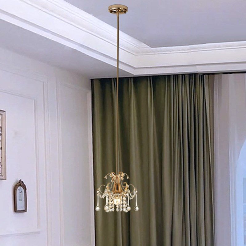 卧室床头吊线水晶灯欧式吧台小吊灯新款法式皇冠吊灯背景墙流苏灯,家装灯饰光源,床头/玄关/吧台/过道吊灯,淘宝优惠券,粉丝福利购,淘宝优惠卷