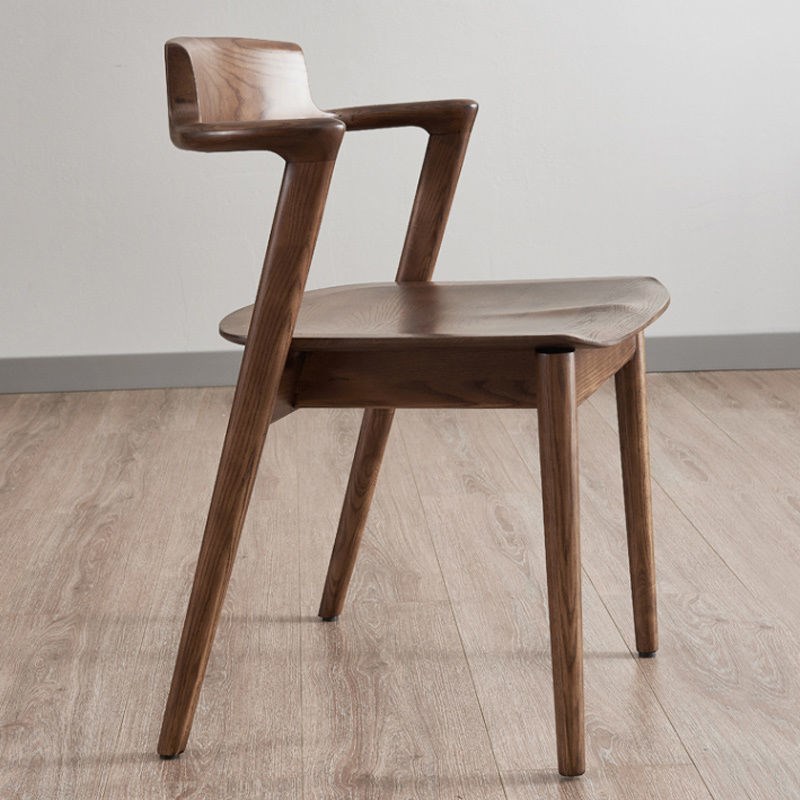 北美白蜡木实木餐椅广岛椅茶桌高端木椅带扶手全实木北欧简约椅子