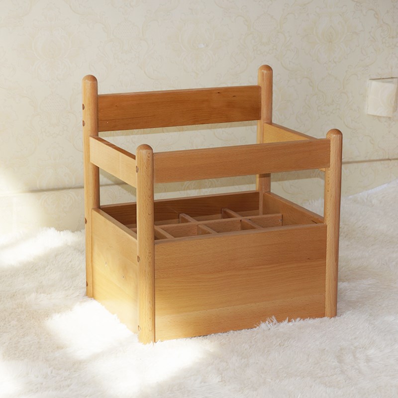 蒙氏榉木工作毯架幼儿园操作毯架十二格地毯架教具实木储藏格架子