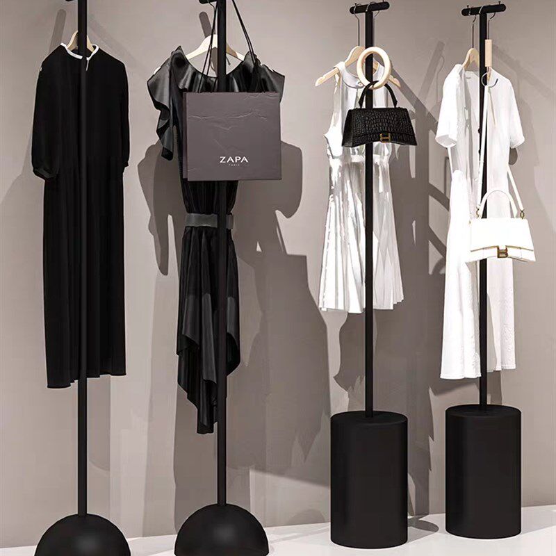 服装店架子创意简约橱窗正挂货架组合铁艺黑色挂衣架女装店展示架