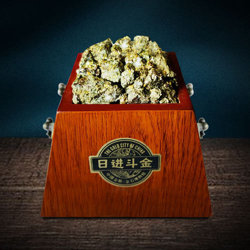 可定制招远天然金矿石日进斗金玄关茶室前台家居办公商务桌面摆件