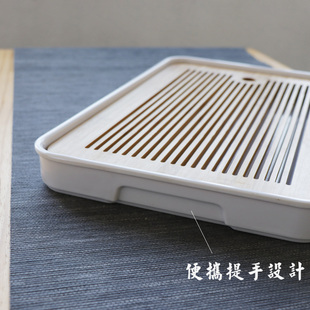 大号竹制密胺茶盘储水式日式干泡托盘功夫茶具茶道配件长方形黑白
