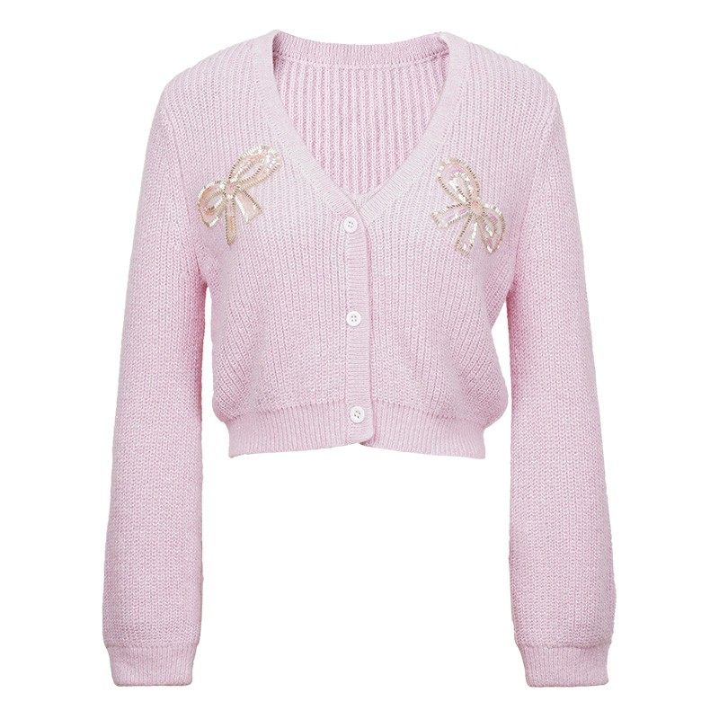 可机洗外套2021年新款女春秋季马海毛毛衣薄款粉色针织开衫两件套