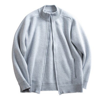 加拿大订单 吊卡89.9美 秋冬季男士纯棉气质立领拉链开衫毛衣外套