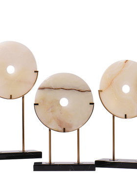 新中式样板房摆件家具城酒店大堂软装饰品平安玉扣艺术品玄关摆设