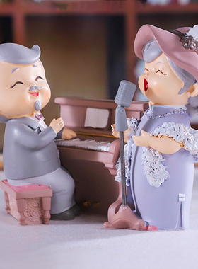 创意老头老太太老两口公公婆婆玩偶老人摆件礼物老爷爷老奶奶装饰