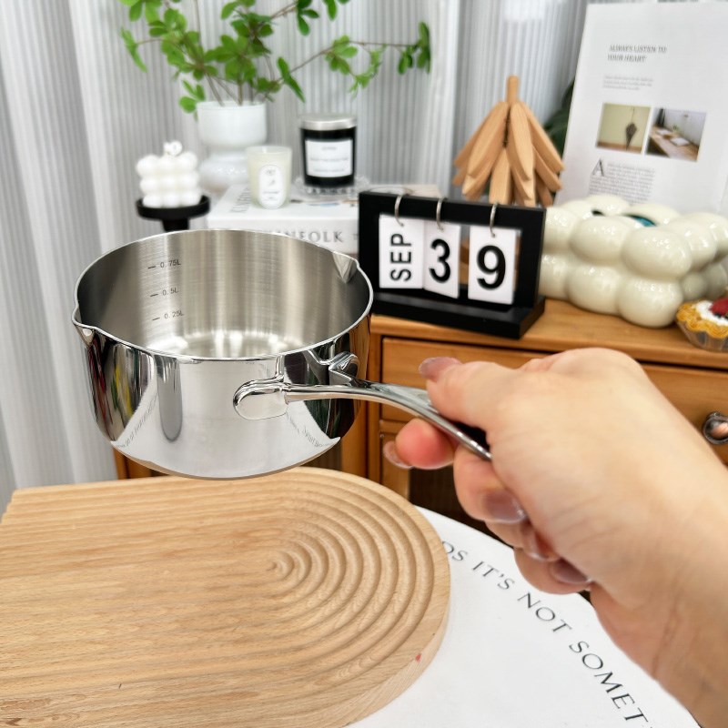 304不粘小奶锅10cm 宝宝辅食不锈钢锅 复合底小锅具