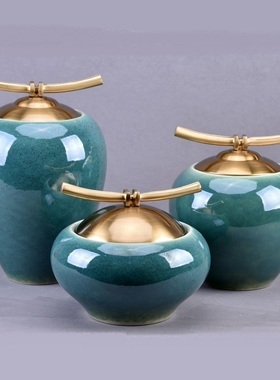 新中式陶瓷储物罐摆件样板房售楼处软装饰品客厅玄关书柜家居饰品