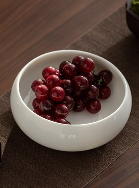 德化羊脂玉白瓷茶洗茶杯洗水洗碗陶瓷茶道配件茶室新中式装饰摆件