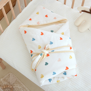 新生婴儿抱被初生包被纯棉春秋冬季包单小宝宝产房加厚款包巾a类