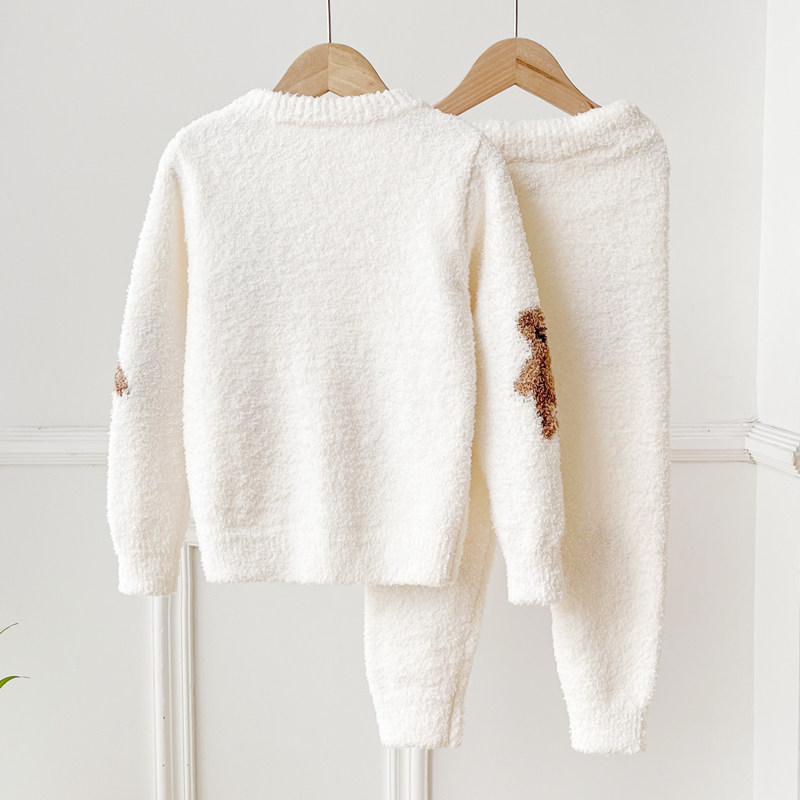 2023冬季新款半边绒儿童睡衣软绵绵加厚女童宝宝亲子家居服珊瑚绒