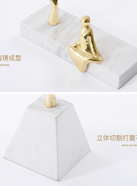 新中式禅意人物迎客松摆件样板房间客厅酒柜玄关办公室书架装饰品