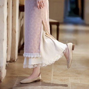 百褶半身裙旗袍衬裙内搭秋冬内衬裙冬季叠穿复古打底裙针织大摆裙