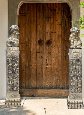 庭院摆件石头拴马桩石雕镇宅招财青石栓马柱石狮子拴马柱系马桩