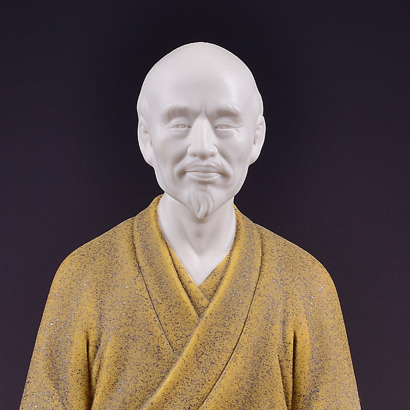 陶瓷工艺佛像弘一法师仿古白瓷禅意雕塑人物家居客厅书房装饰摆件