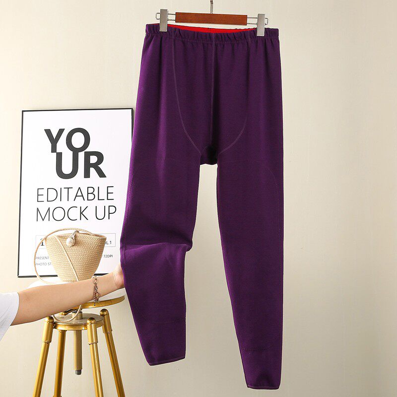 中老年女士纯棉加肥加大加绒护膝松口大码保暖裤高腰深裆老人绒裤