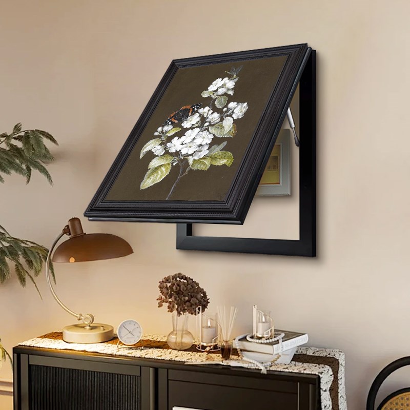 法式中古风电表箱装饰画餐厅花卉配电箱遮挡挂画竖版油画高档壁画
