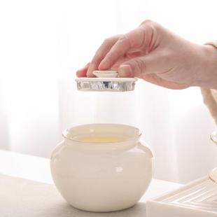 羊脂玉罐子 轻奢迷你白瓷茶叶罐便携小密封罐陶瓷家用防潮红茶包装