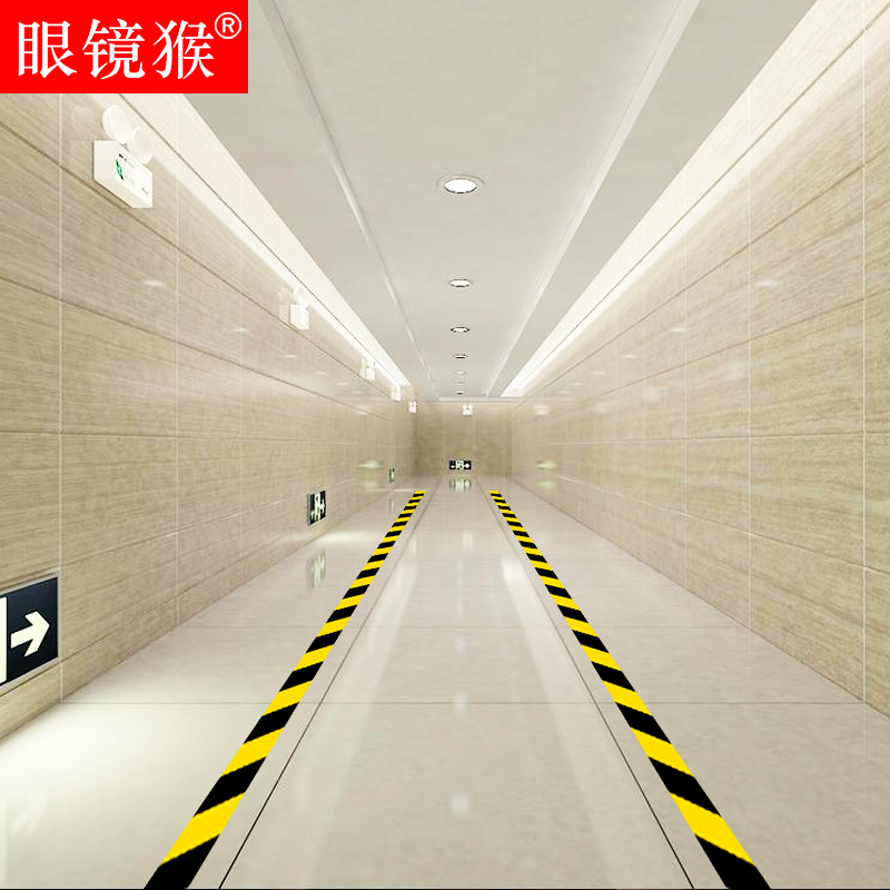 热销警示胶带5CM红白黑黄斜纹反光膜10CM车间地板墙面分区斑马划