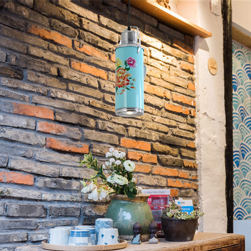 热销复古怀旧热水瓶吊灯竹编水壶餐厅吧台火锅店酒吧店铺商用装饰