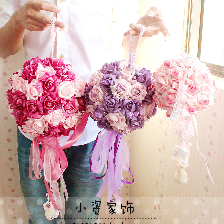 热销结婚礼物 玫瑰花花球/圆形花环/婚礼挂饰/门饰 婚庆喜庆用品