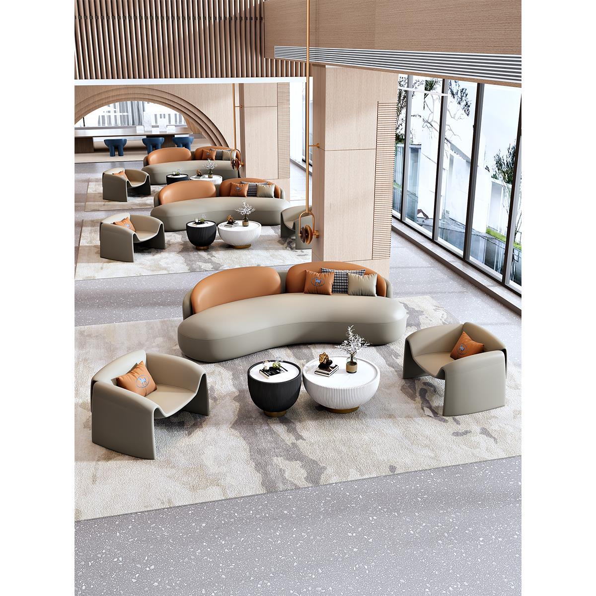 商务办公会客沙发椅组合休息区大堂会所接待洽谈沙发网红螃蟹椅