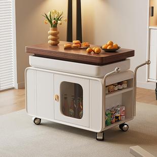 实木折叠茶几可升降小户型家用客厅沙发边柜可移动小推车茶台边几